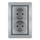 PRESTIGE uticnica dupla 16A sr ebrna