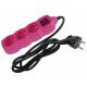 Produzni kabel sa 3 mesta/1.5m  3x1.0 16A 250V roza