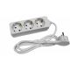 Produzni kabel sa 3 mesta/1.5m  sa pljosnatim utik. beli