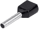 Izolovana dupla završna čaura 2×1.5mm2 crna 8mm