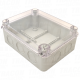 Kutija elektronike svetlo  siv a providna poklopca190×145×80.