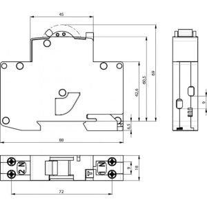 Zastitna sklopka KZS-1M 1P N  C 13/0.03A
