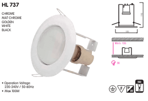 HL737 ugradna spot lampa R80 100W E27 hrom