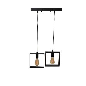 Visilica drvena kvadrat 2xE27 crna