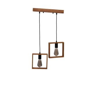 Drvena visilica kvadrat 2xE27 hrast