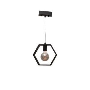 Drvena visilica heksagon 1xE27 crna