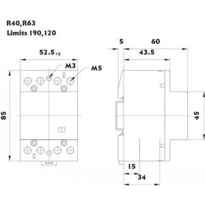 Modularni kontaktor 4P 3M R63  63A 4xNO 230V