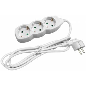 Produzni kabel sa 3 mesta/1.5m  3x1.0 16A 250V bela