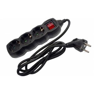 Produzni kabel sa 3 mesta/1.5m   p 3x1.0 16A 250V crna