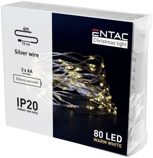 LED božićni venac 80 4m 3000K IP20 3xAA