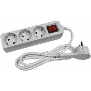 Produzni kabel sa 3 mesta/1.5m    p sa pljosnatim utik. beli