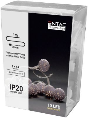 LED bozicni venac metalna lopta 10 LED 1m WW