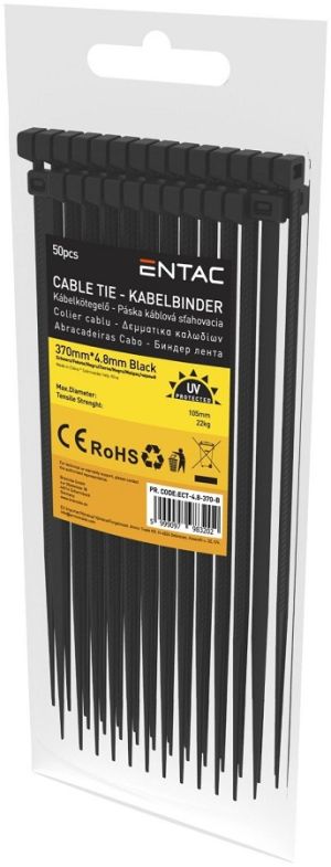 Kablovska vezica 4.8x370mm crna 50kom UV