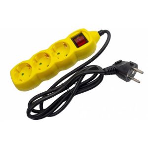 Produzni kabel sa 3 mesta/1.5m   p 3x1.0 16A 250V zuta