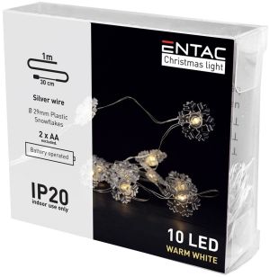 LED božićni venac pahuljice 10 LED 1m IP20 WW