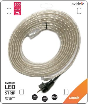 LED traka 220V 4.8W/m 4000K IP67 5m
