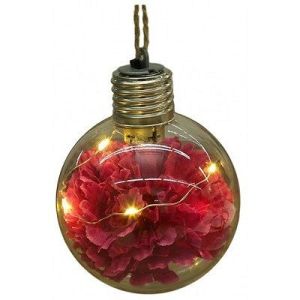 LED bozicna kugla sa cvetom 8cm tamno crvena