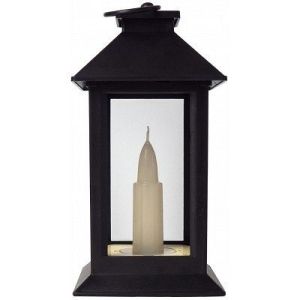 LED fenjer sa imitacijom svece 17cm crni