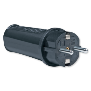 ALING Dvopolni utikac masivni PVC C  crni(304.13)