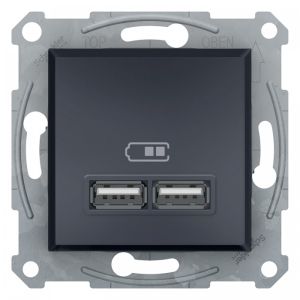 ASFORA USB PUNJAC DVOSTR. 2.1A ANTRACIT