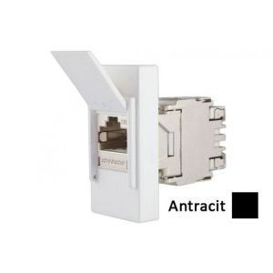 INTERIO Antracit priklj. RJ45 ravna CAT6a STP 1M