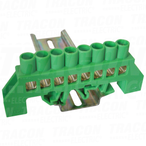 Izol. sina uzemljenja N/PE 8P zelena230/400VAC. 100A. 8×12mm