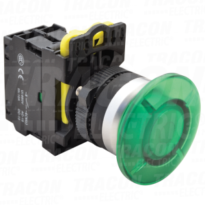 Gljivasti taster zeleno1×NO. 5 A/230V AC-15. 40mm. IP65. LED