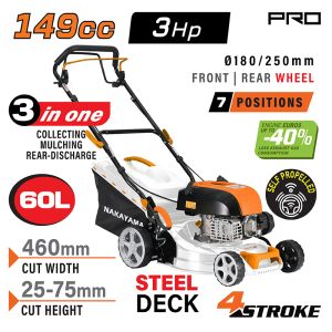 "NAKAYAMA PRO PM5465 samohodna benzinska kosilica 147cc, 46 cm, 60 L"