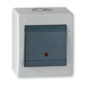 POWER Prekidac jednopolni siva I. PVC IP44 10A250V
