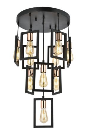 Visilica ADELE 10xE27 fi45cm H90cm crna