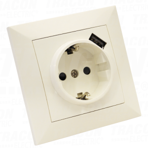 Upustena prikljucnica sa USB p ortom1×16A/250VAC. 2P E. USB5V