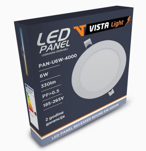 LED panel ugradni 6W 4000K okrugli bela