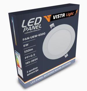 LED panel ugradni 6W 6500K okrugli