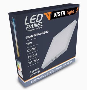 LED panel nadgradni 18W 6500K kvadratni