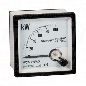 Vatmetar za trofazne snage sa 4 provodnika72×72mm. 400V AC