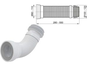 WC PRIKLJUČAK BALTIK 280-550MM &#8211; ALCA PLAST A97N